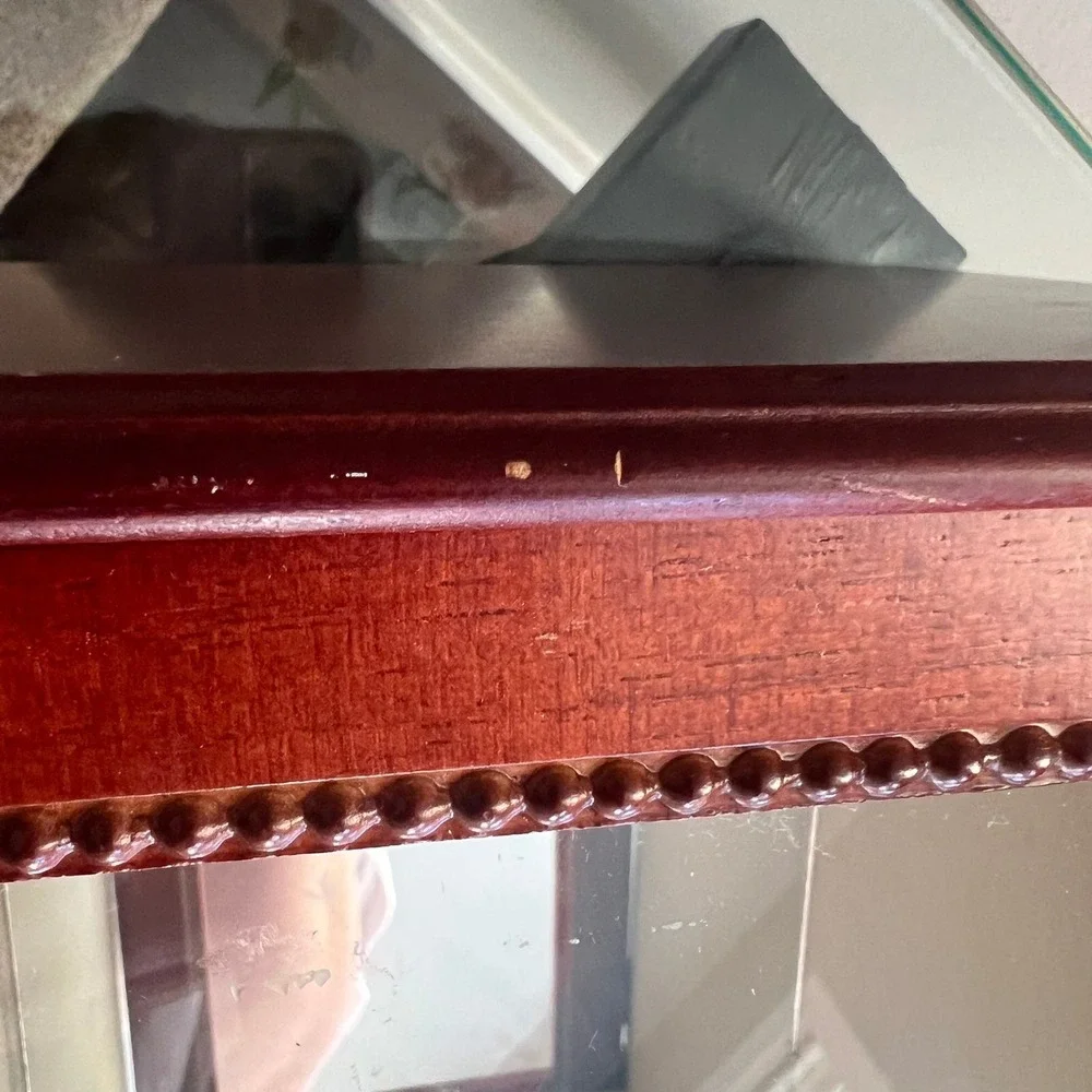 Vintage Style Wooden Jewelry Box‎ Etched Glass Door Drawer Organizer